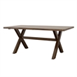 7 Pcs Wooden Dining Set X-Shape Dining Table with 6 Slatted Wood Chairs