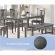 6 Pcs Wooden Set - Dining Table with 4 Chairs and Kitchen Bench in Grey Finish