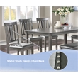 6 Pcs Wooden Set - Dining Table with 4 Chairs and Kitchen Bench in Grey Finish