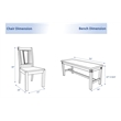6 Pcs Wooden Set - Dining Table with 4 Chairs and Kitchen Bench in Grey Finish