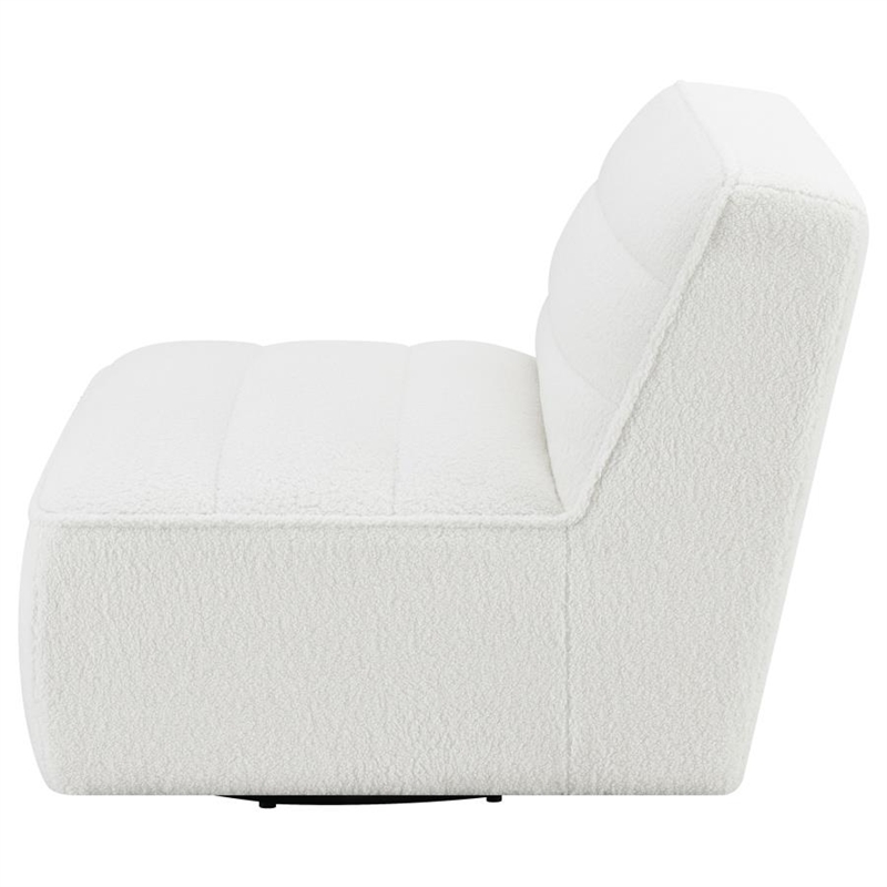 Sherpa Accent Teddy Fabric 360-degree Swivel Armless Chair in White