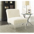 Faux Sheep-fur Upholstered Accent Chair with Clear Acrylic Legs Design