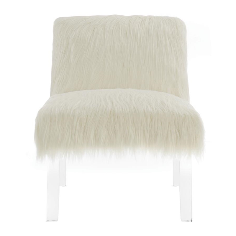 Faux Sheep-fur Upholstered Accent Chair with Clear Acrylic Legs Design