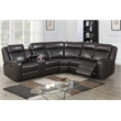 Vegan Leather Power Motion Reclining Sectional Sofa in Dark Brown