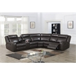Vegan Leather Motion Reclining Sectional Sofa in Dark Brown