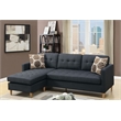 Reversible Sectional Sofa Couch for Apartment Living Room in Black