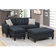 Sectional Sofa Couch with Reversible Chaise and Extra Large Ottoman in Black