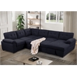 U-Shaped Sleeper Sectional Sofa Pull Out Bed Storage Chaise Seats 6 Sofabed