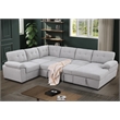 U-Shaped Sleeper Sectional Sofa Pull Out Bed Storage Chaise Seats 6 Sofabed