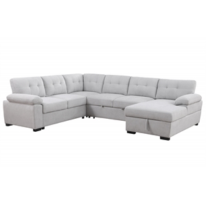 U-Shaped Sleeper Sectional Sofa Pull Out Bed Storage Chaise Seats 6 Sofabed