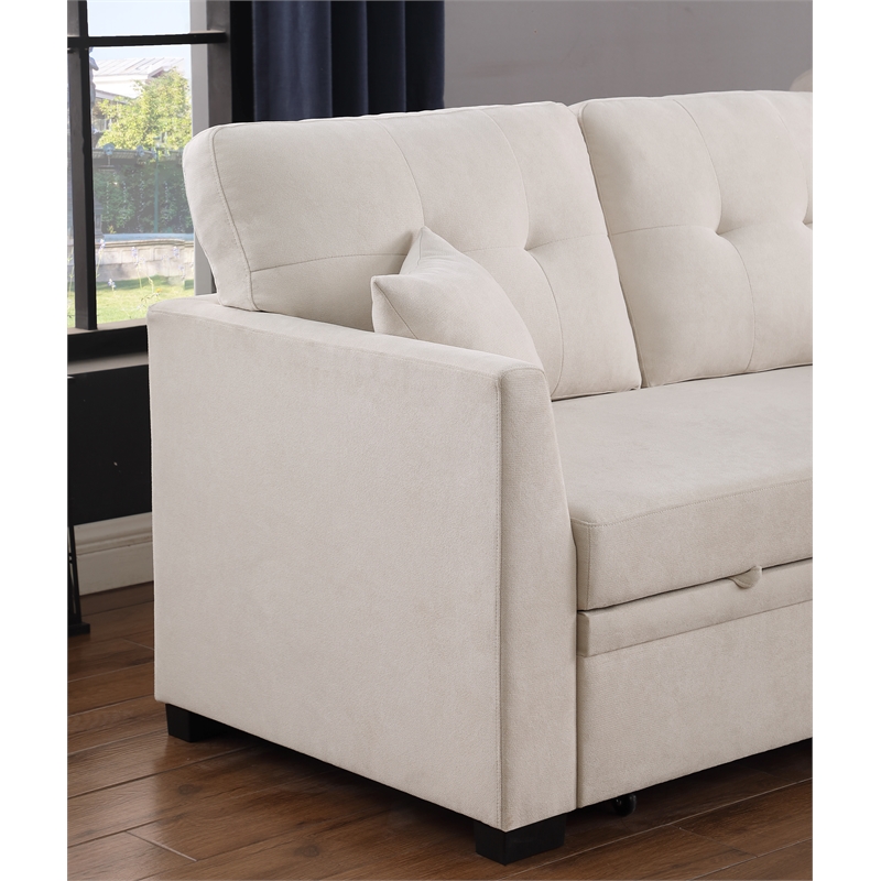 Reversible Sleeper Sectional Sofa with Storage Chaise and Pull Out Sleeper Bed