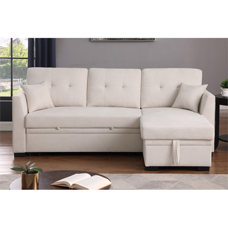 Reversible Sleeper Sectional Sofa with Storage Chaise and Pull Out Sleeper Bed