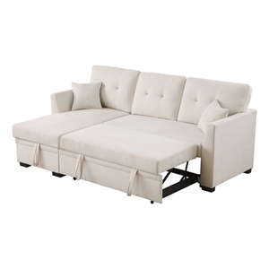 Reversible Sleeper Sectional Sofa with Storage Chaise and Pull Out Sleeper Bed