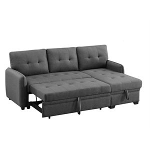 Reversible Storage Chaise Lounge Sectional Sofa with Pull Out Sleeper Bed