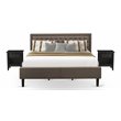 East West Furniture 3-piece Wood King Bedroom Set in Brown/Brushed Black