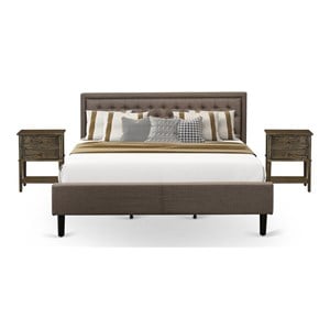 East West Furniture 3-piece Wood King Bedroom Set in Brown/Jacobean