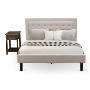 East West Furniture 2-piece Wood Platform Bedroom Set in Mist Beige/Jacobean