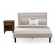 East West Furniture 2-piece Wood Fannin Queen Bedroom Set in Mist Beige/Walnut