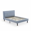 East West Furniture Fannin Wood and Linen Fabric Full Size Bed in Denim Blue