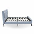 East West Furniture Fannin Wood and Linen Fabric King Size Bed in Denim Blue