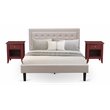 East West Furniture 3-piece Wood Fannin Bedroom Set in Beige/Burgundy