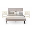 East West Furniture 3-piece Wood Queen Bedroom Set in Mist Beige/Butter Cream