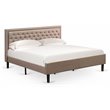 East West Furniture Kendall Wood and Linen Fabric King Size Bed in Khaki Brown