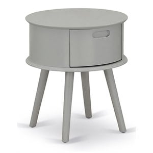 East West Furniture Gordon 19&quot Round Wood Nightstand with Drawer in Urban Gray