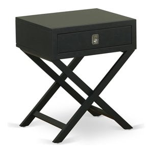 East West Furniture Hamilton 20&quot Wood Nightstand with Drawer in Black