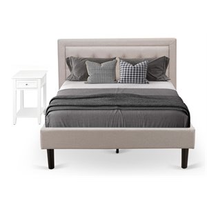 East West Furniture 2-piece Wood Fannin Full Bedroom Set in Mist Beige/Black
