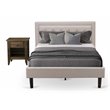 East West Furniture 2-piece Wood Platform Bedroom Set in Beige/Jacobean