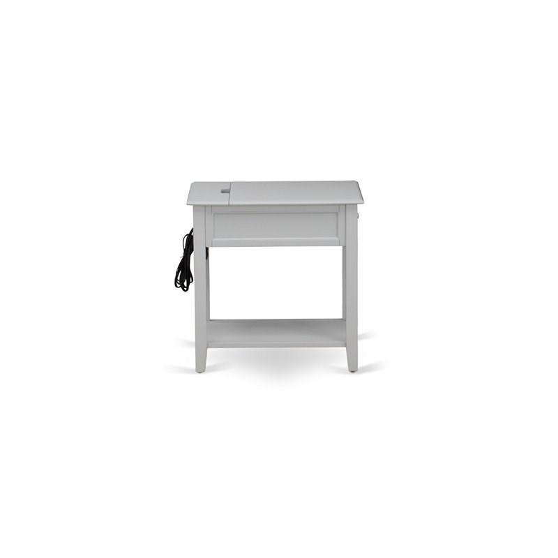 East West Furniture Denison 1-Drawer Asian Wood Nightstand in Urban Gray