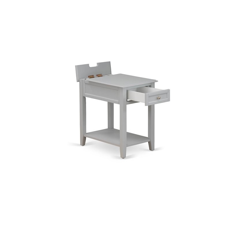 East West Furniture Denison 1-Drawer Asian Wood Nightstand in Urban Gray