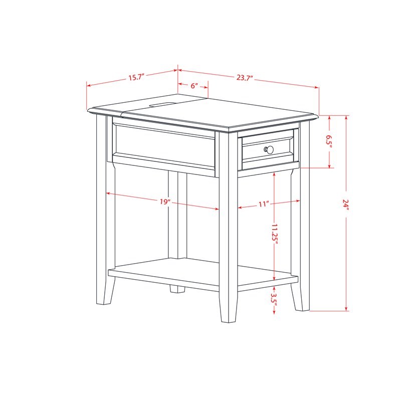 East West Furniture Denison 1-Drawer Asian Wood Nightstand in Urban Gray