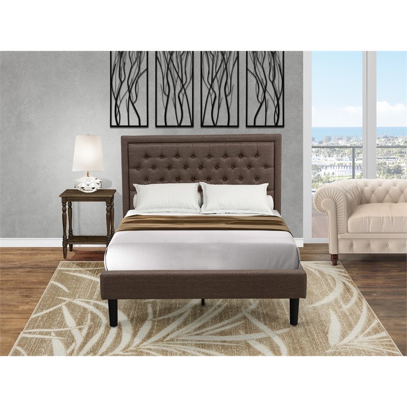 East West Furniture 2-piece Wood Full Bedroom Set in Brown/Distressed Jacobean