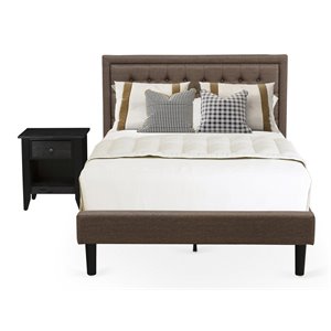 East West Furniture 2-piece Wood Platform Full Bedroom Set in Brown/Jacobean