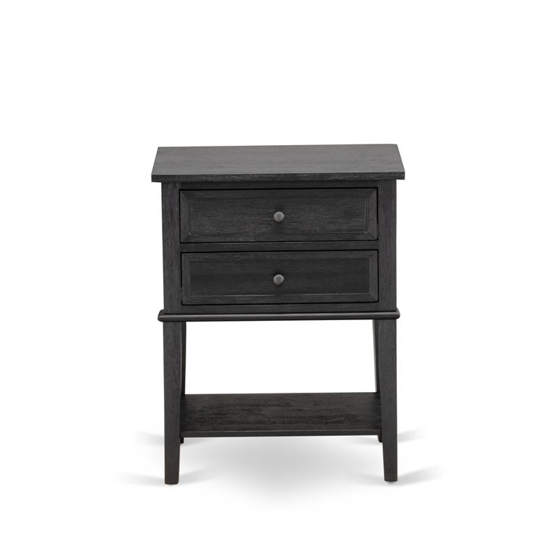East West Furniture 2-piece Wood Bedroom Set in Brown/Wire Brushed Black