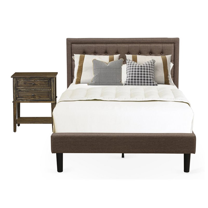 East West Furniture 2-piece Wood Bedroom Set in Brown/Distressed Jacobean