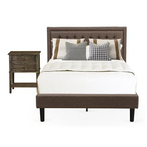 East West Furniture 2-piece Wood Bedroom Set in Brown/Distressed Jacobean