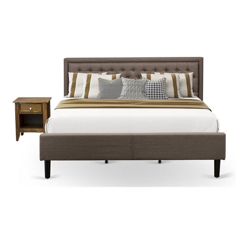 East West Furniture 2-piece Wood King Bedroom Set in Brown/Antique Walnut