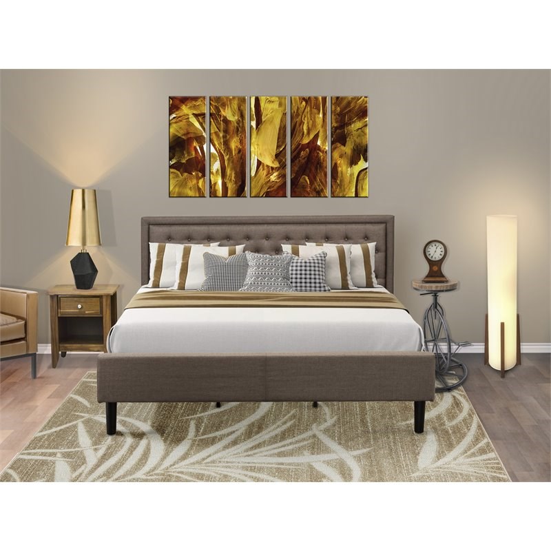 East West Furniture 2-piece Wood King Bedroom Set in Brown/Antique Walnut