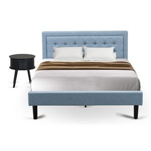 East West Furniture 2-piece Wood Platform Bedroom Set in Denim Blue