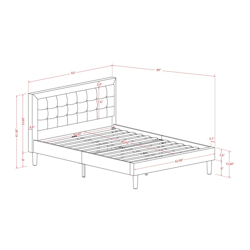 East West Furniture 3-piece Wood Fannin Queen Bedroom Set in Denim Blue