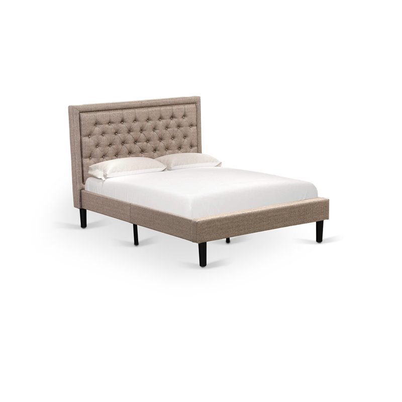 East West Furniture 2-piece Wood Full Bedroom Set in Dark Khaki Brown
