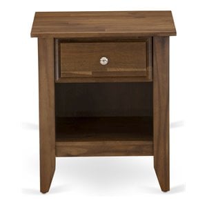 East West Furniture Gallatin 18&quot Wood Nightstand with 1 Drawer in Antique Walnut