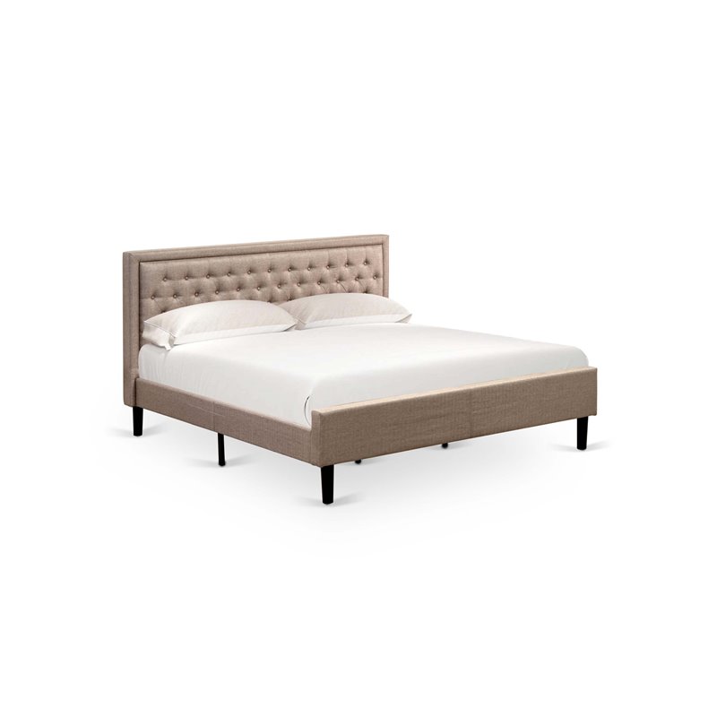 East West Furniture 2-piece Wood King Bedroom Set in Dark Khaki Brown