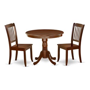 East West Furniture Antique 3-piece Dining Set w/ Slatted Chairs in Mahogany