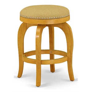 East West Furniture Bedford 24&quot Wood Swivel Backless Bar Stool in Vegas Gold/Oak