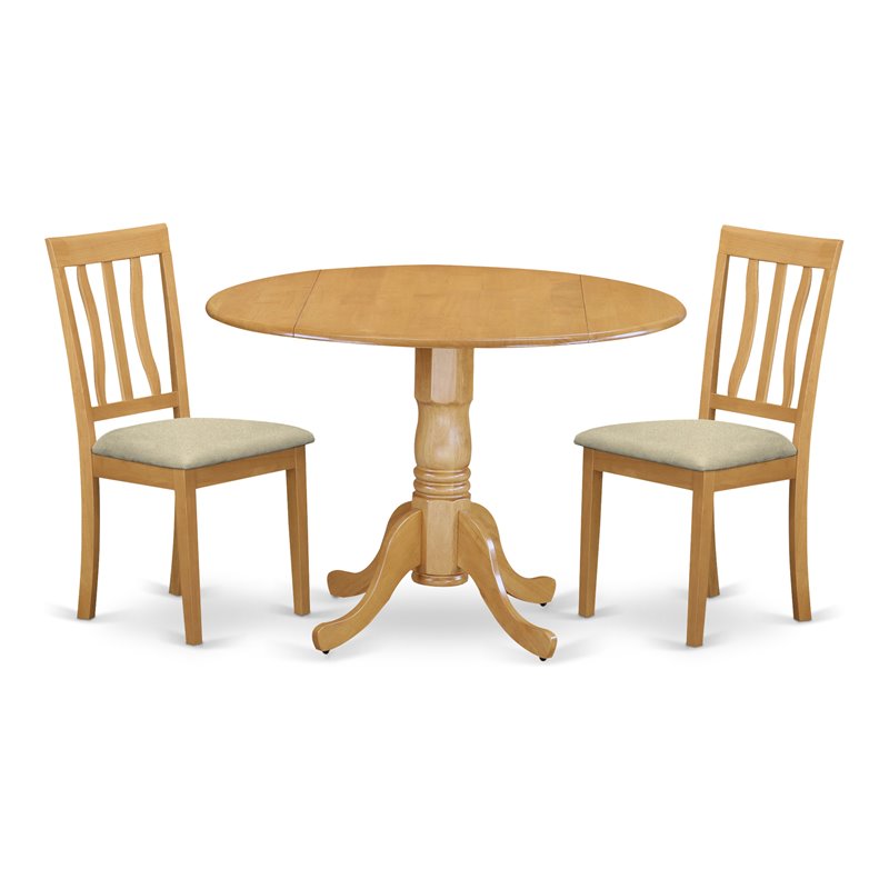 East West Furniture Dublin 3-piece Wood Dining Table and Chair Set in Oak