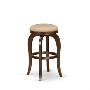 East West Furniture Bedford 30&quot Wood Swivel Backless Bar Stool in Mocha/Mahogany